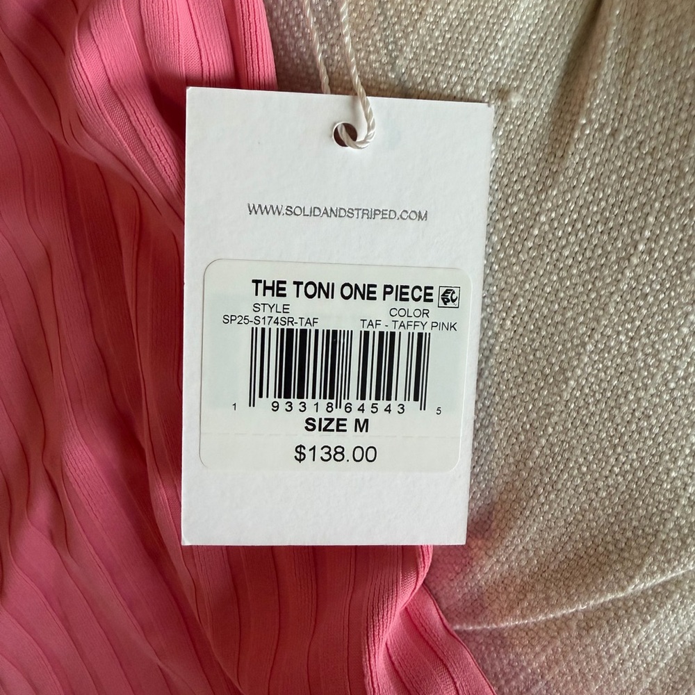 SOLID & STRIPED Pink Ribbed One Piece Swimsuit - Picture 2 of 3